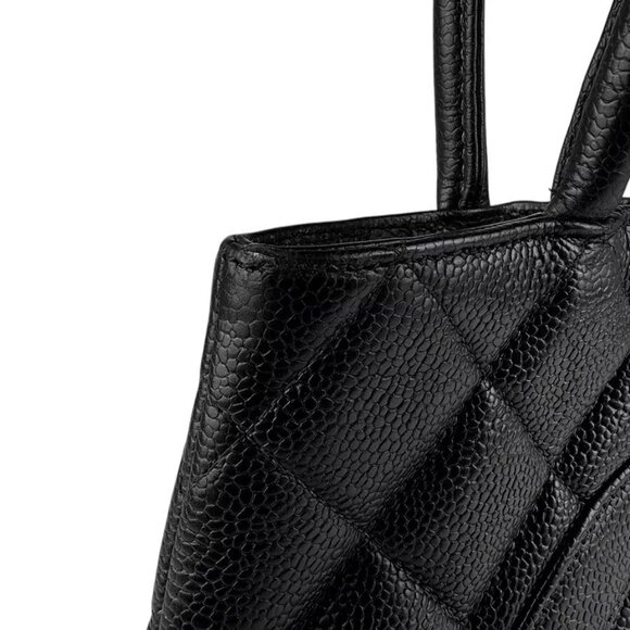 Auth CHANEL Matelasse Handbag Tote Bag Black Leather/Silvertone - Picture 5 of 14
